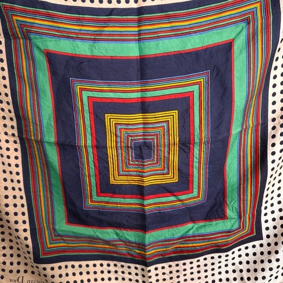 Vintage Dior Polka Dot and Striped Accent Scarf - Picture 3 of 5